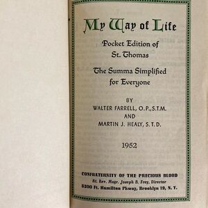 1952 “My Way of Life” Pocket Edition of Saint Thomas Aquinas - Bible, Christian
